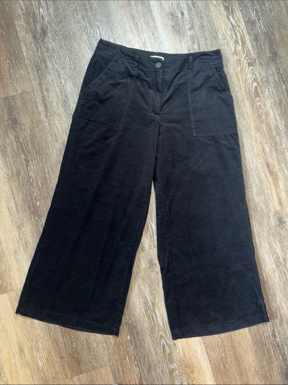 Max Studio Black Wide-Leg Crop Trousers Patch Pockets Sz XL